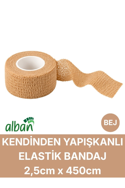 Alban 2,5cm Kendinden Yapışkanlı Elastik Bandaj, Kohesiv Bandaj 2,5cm x 4.5m ...