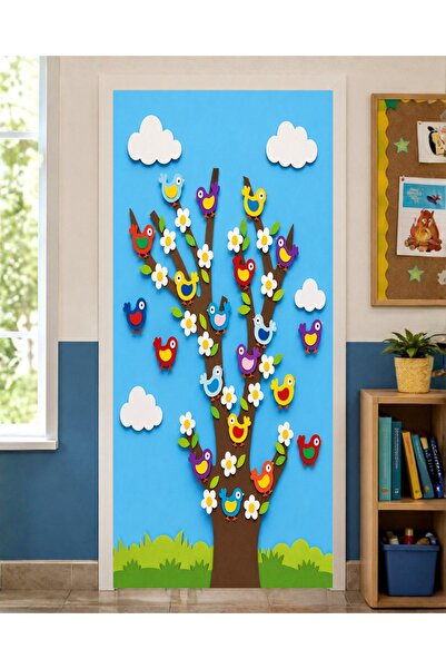 PROMISEBACKDROP2 زينة باب مرنة مقاس 190x75 سم، زينة باب من القماش، بتصميم شجر...