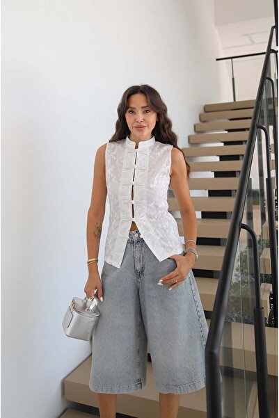 Havoş White Hakim Collar Brode Fisto Blouse