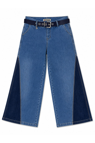 ZANESSİ FASHION Plus Size Belted Lycra Stoned Denim Women's Trousers