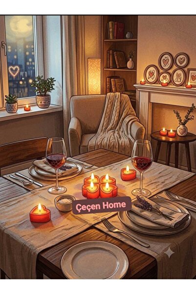 ÇEÇEN HOME 4lü Kalp Led Mum 4 CM Pilli Dumansız Dekoratif Mum Seti Sevgililer...