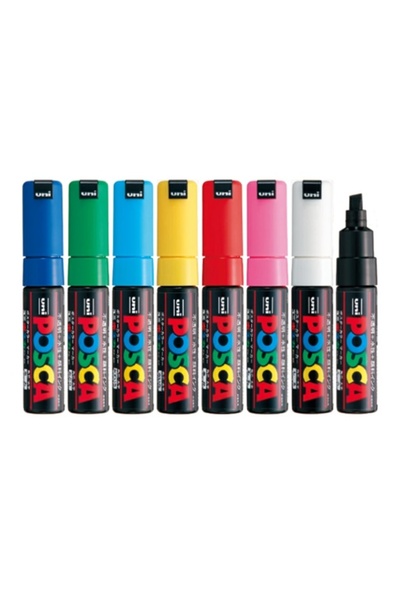 UNİ-BALL Uniball Posca Water Based Marker Pen Set 8mm 7+1Li Pc-8K