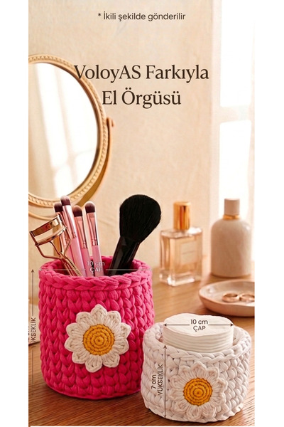 VOLOYAS Handmade Daisy Makeup and Care Organizer Set. Shipped in Pairs.