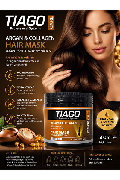 Genel Markalar Argan & Collagen Hair Mask 500 ml – Argan Yağlı ve Kolajenli Y...