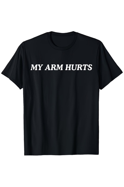 01THEONE تي شيرت My Arms Hurt للجنسين كاجوال برقبة دائرية وأكمام قصيرة للاستخ...