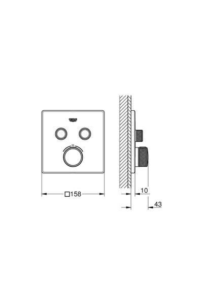 Grohe Grohtherm Smartcontrol Çift Valfli Akış Kontrollü, Ankastre Termostatik Duş Bataryası Cool Sun