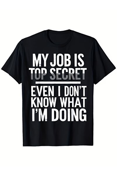 01THEONE Men's Fashion Casual T-shirt Top Secret Work Fun Slogan Print Suitab...