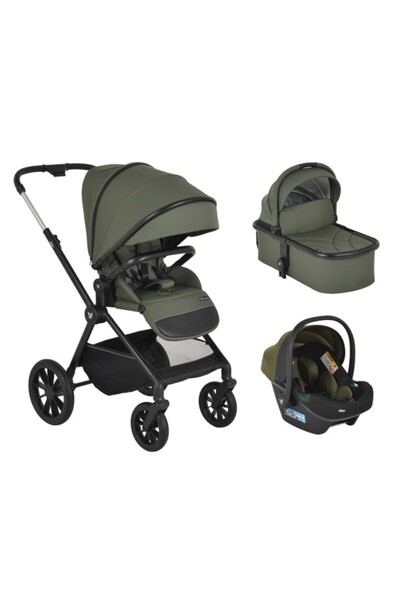Cangaroo Joker 3in1 Green, Coș Nou-Născut + Scaun Auto i-SIZE, Roți PU 11.5",...