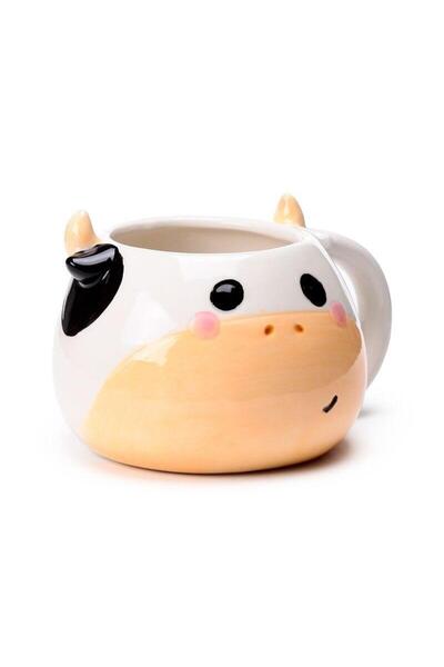Puckator Cana ceramica Krowa, din dolomita, cu design 3D in forma de vaca, Mu...