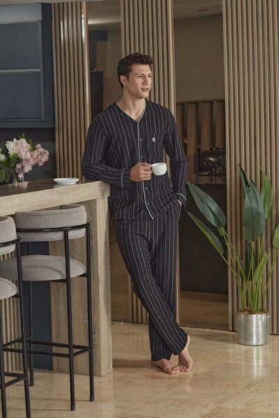 Cossy By Aqua Long Sleeve Front Buttoned Men's Pajama Set Cossybyaqua 26944-XL