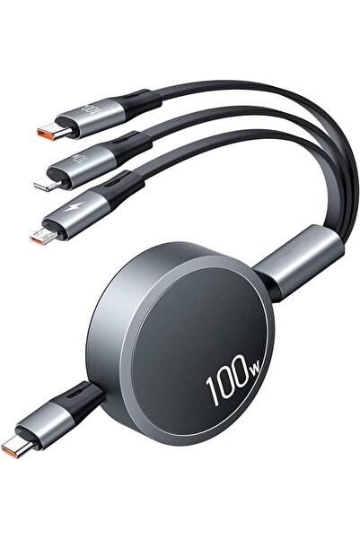 Generic Multi Charging Cable [Travel Companion] 100W Retractable, 3in1 Chargi...