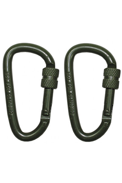 MFH Κρίκος Carabiner Με Ασφάλεια Χακί 6mm x 6cm 2τμχ