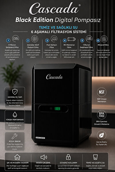 Black Edition Digital Pompasız Su Arıtma Cihazı