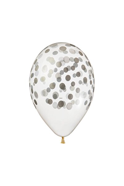 Godan Baloane latex inscriptionate confetti argintii, Gemar, Transparent, 33c...