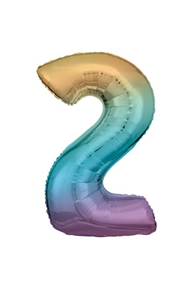 AMSCAN Balon din folie Pastel Rainbow, Amscan, Numar 2, 83 cm, Multicolor