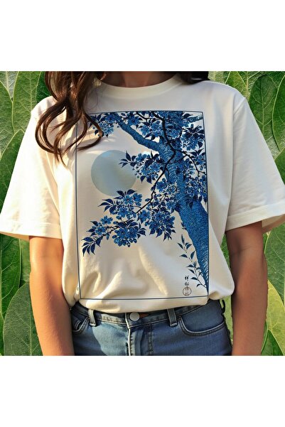 Grafftee Clothing Blue Flowers Printed Unisex Oversize T-Shirt