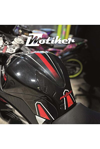 Motiker RKS R 250 Motosiklet Tank Pad Sticker Etiket Kırmızı Beyaz Çizgili Ka...
