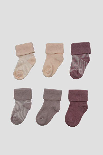 Defne Baby Newborn Baby Girl Stripe Patterned Premium Cotton Booties Socks Set