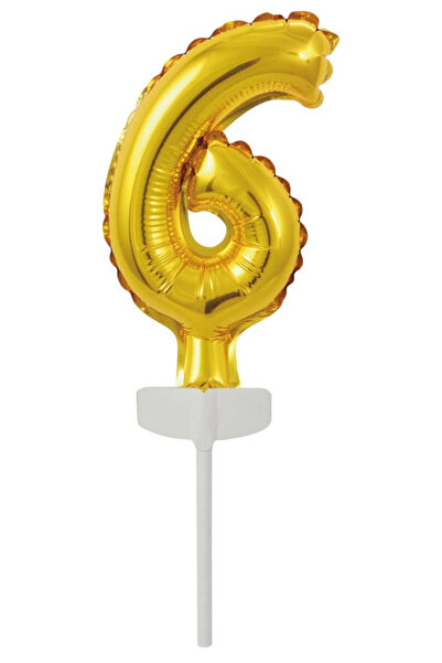AMSCAN Balon foliowy mini cifra 6, Amscan, auriu, 7x12cm