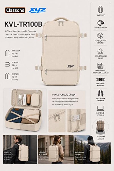 Classone XYZ Serisi KVL-TR100B Kabin Boy ,Uçak İçi , Ergonomik, Laptop ve Tab...