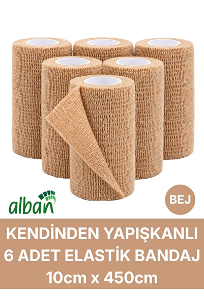 Alban 10cm 6'Lı Set Kendinden Yapışkanlı Elastik Bandaj, Kohesiv Bandaj 10cm ...