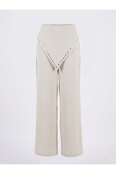 Ruby Waist Tie Scarf Detail Loose Trousers - Stone Stone