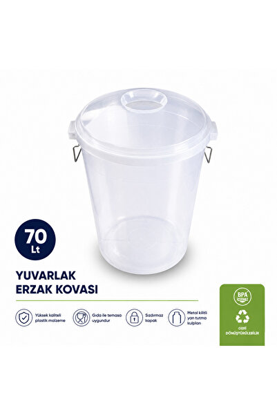 LİDERAMBALAJ07 70 Litre Bakliyat Kovası Şeffaf Kapaklı Kilitli Erzak Saklama ...