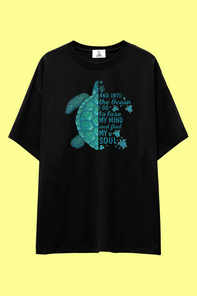 UmbraWear Ocean Soul T-Shirt |   Unisex 100% Cotton Black & White Sea Turtle ...