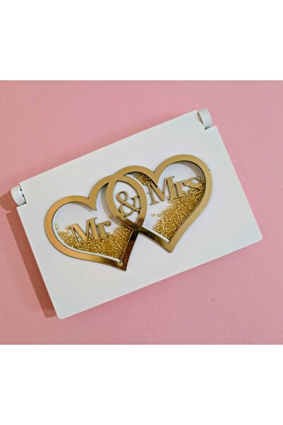 Ania.Shop Cutie pentru verighete din lemn „Mr & Mrs” cu Inimi – Model Elegant