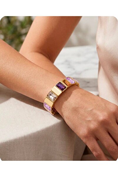 Mervişim Aksesuar Colorful Stone Gold Color Bohemian Style Women's Bracelet