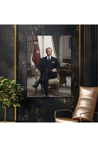 ArtStationTR Atatürk Makam Odası Oturan Resmi Portre Cam Tablo