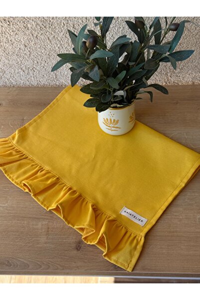 KaiAtelier Lemonade Linen Ruffled Tea Towel / Oven Cover