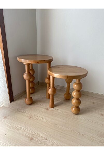 IHLAMUR WOOD DESİGN Boncuklu sehpa(İkili)