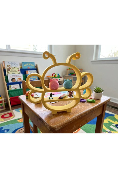 Baby Darling %100 Doğal Arı Dekoratif Raf - Figür, Araba, Mini Oyuncak Standı (23cm Yükseklik)