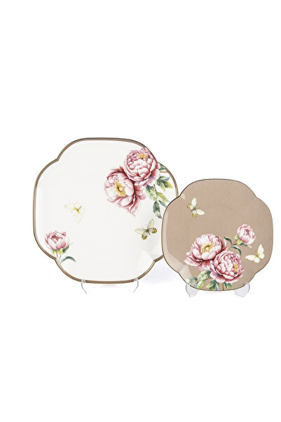 Mikasa Moor 4 Parça Redrose Set- 2li Pasta Tabağı 19cm ve 2li Servis Tabağı 25cm