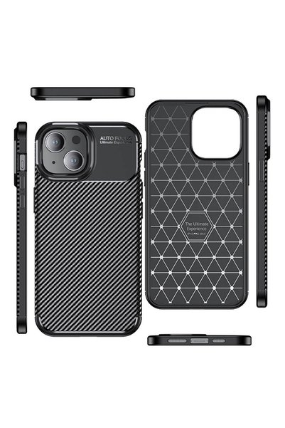 Generic Brand iPhone 15 Case Carbon Look Silicone with Camera Protection Ultimate Protection Nxxa