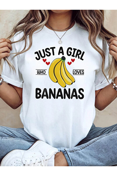 LİNA06 تي شيرت نسائي بطباعة كرتونية "Just A Who Loves Bananas"، قميص للخروج ا...