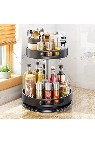 Arabest Steel 2-Tier Lazy Susan Turntable,360 Degree Rotatable Spice Rack Org...