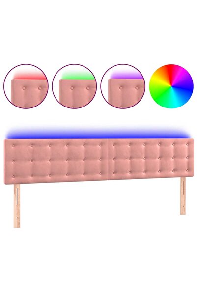 vidaxl Tăblie de pat cu LED, roz, 180x5x78/88 cm, catifea