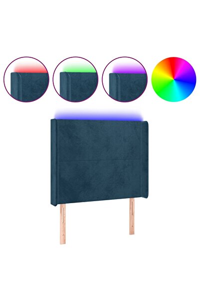 vidaxl Tăblie de pat cu LED, albastru închis, 83x16x118/128cm, catifea