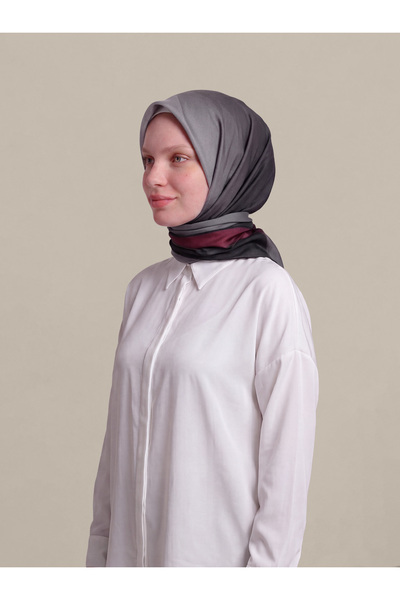 Ayshara Color Transitioning Gradient Patterned Double-Sided Scarf - Dark Gray...