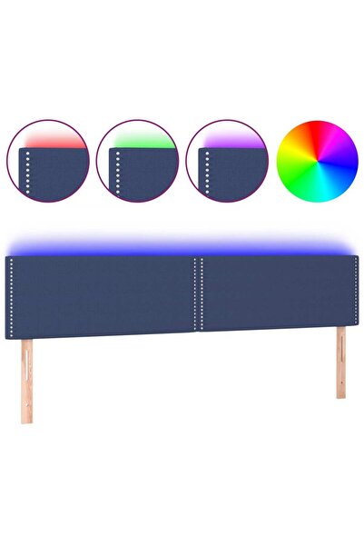 vidaxl Tăblie de pat cu LED, albastru, 200x5x78/88 cm, textil