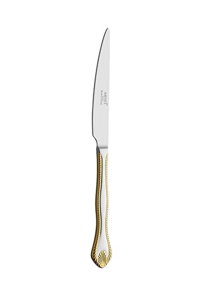 Arsel Hüma Gold 6-Piece Dinner Knife Set 304 Quality 3 mm Premium Set Real Go...