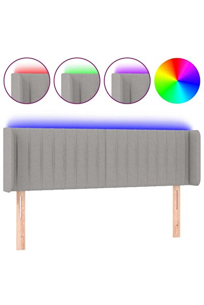 vidaxl Tăblie de pat cu LED, gri deschis, 147x16x78/88 cm, textil