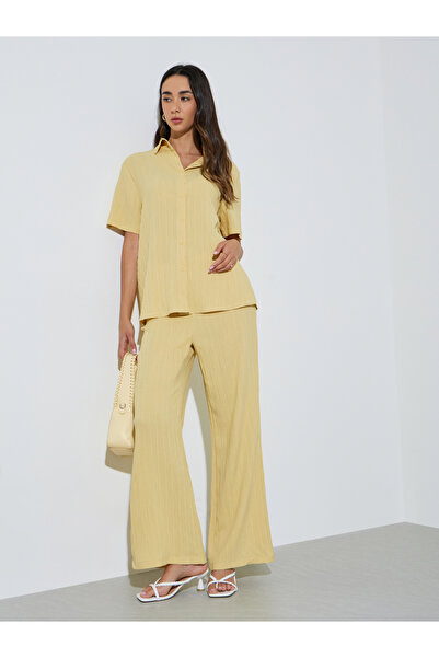 Styli Blue Textured Shirt And Pants Co-Ord Set
