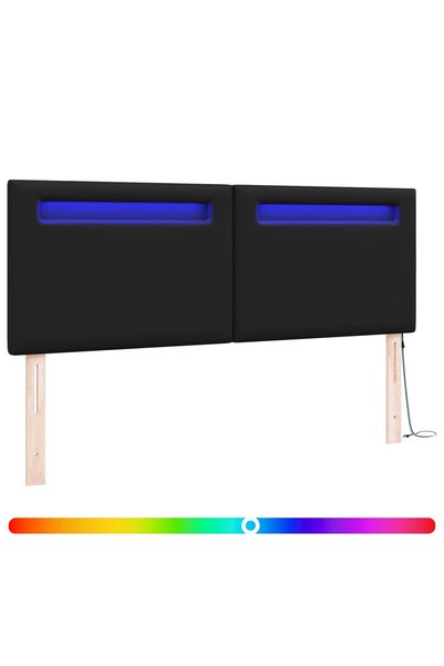 vidaxl Tăblie LED Negru 144 cm Piele artificială