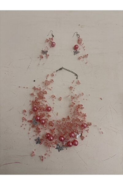 ELUNE İSTANBUL Milano Pudra Pembe İnci Boncuklu Kelebek Detaylı El Yapımı Kol...