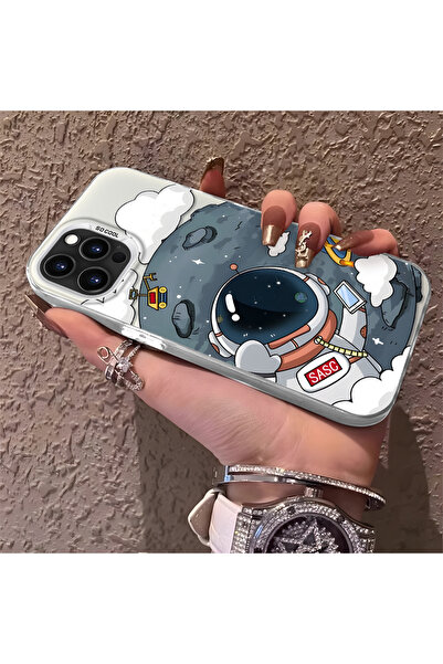 PATTERNOVA iPhone 12 Pro Max Uyumlu Ay astronot baskılı sert kılıf, tam kapla...