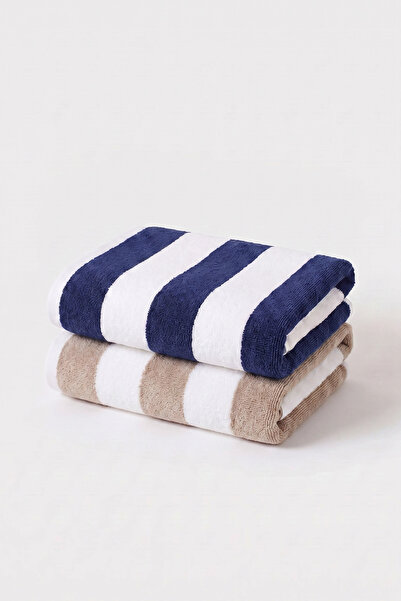 XJIM 2-Pack 100% Cotton Large Size Soft Quick-Drying Striped Beach Bath Towel...