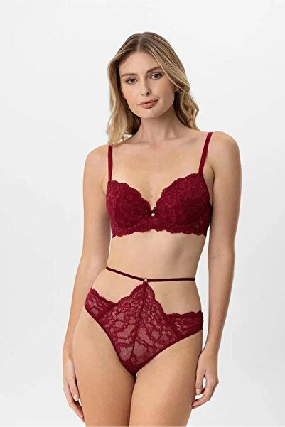 Pierre Cardin 4901 Dantelli İpli Destekli Push Up Sütyen Takım